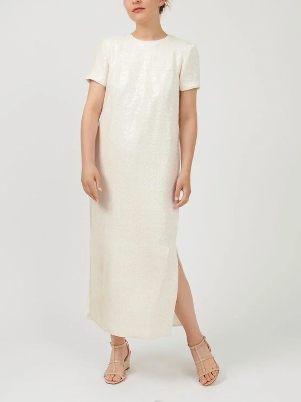 NWT J. Crew Cream Sequin Midi Dress